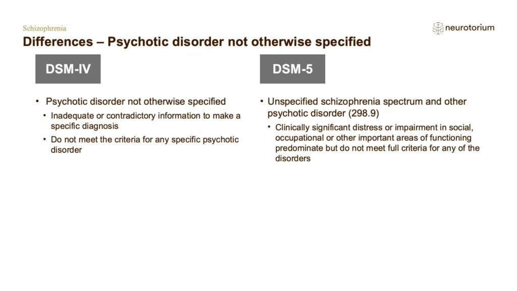 Differences – Psychotic disorder not otherwise specified